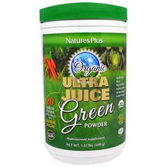 Зеленая пища, Juice Green, Nature's Plus, органик, порошок, 600 г - фото