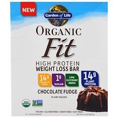 Батончики с растительным белком для похудения, Protein Bar, Garden of Life, шоколадная помадка, органик, 12 шт. по 55 г - фото