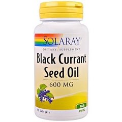 Черная смородина, масло, Black Currant Seed Oil, Solaray, 600 мг, 90 капсул - фото