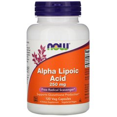 Альфа-липоевая кислота, Alpha Lipoic Acid, Now Foods, 250 мг, 120 капсул - фото