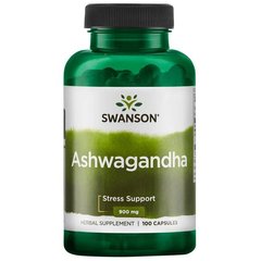 Ашвагандха, экстракт корня, Ashwagandha Root Dried Powder, Swanson, 450 мг, 100 капсул - фото