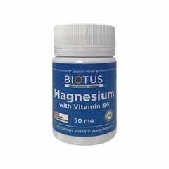 Магній і вітамін В6, Magnesium with Vitamin B6, Biotus, 60 таблеток - фото