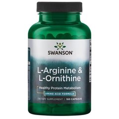 L-аргинин и L-орнитин, L-Arginine & L-Ornithine, Swanson, 100 капсул - фото