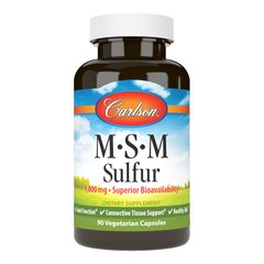 Метилсульфонилметан МСМ, MSM-Sulfur, Carlson Labs, 1000 мг, 90 вегетарианских капсул - фото