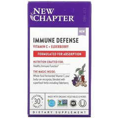Імунний захист, вітамін C+ бузина, Immune Defense, Vitamin C+ Elderberry, New Chapter, 30 таблеток - фото