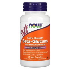 Бета глюкан, Beta-Glucans, Now Foods, 250 мг, 60 капсул - фото