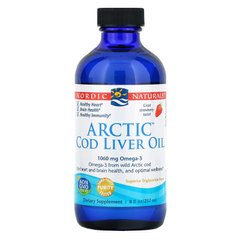 Риб'ячий жир з печінки тріски, Arctic Cod Liver Oil, Nordic Naturals, полуниця, арктичний, 237 мл - фото