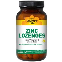 Цинк + вітамін З (лимон), Zinc, Country Life, 120 конф. - фото