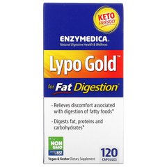 Оптимізатор перетравлення жиру, Lypo Gold, For Fat Digestion, Enzymedica, 120 капсул - фото