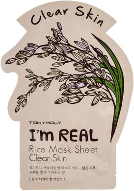 Листовая маска для лица, I'm Real Rice Mask Sheet, Tony Moly, 21 мл - фото
