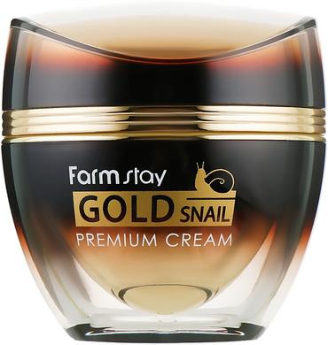 Крем с золотом и муцином улитки, Gold Snail Premium Cream, FarmStay, 50 мл - фото