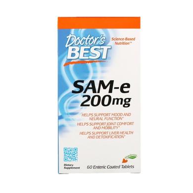 Аденозилметионин, SAM-e, Doctor's Best, 200 мг, 60 таблеток - фото