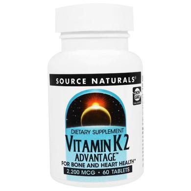 Вітамін К2, повна формула, Vitamin K2 Advantage, Source Naturals, 2200 мкг, 60 таблеток - фото