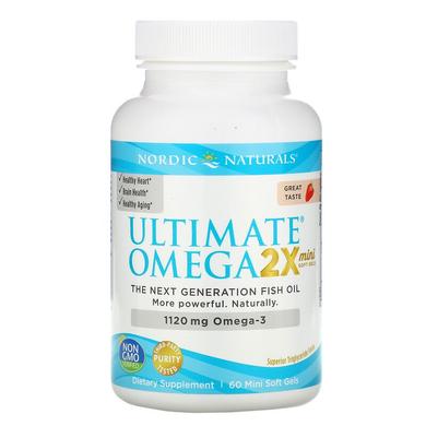 Риб'ячий жир міні (полуниця), Ultimate Omega 2X, Nordic Naturals, 1120 мг, 60 гелей - фото