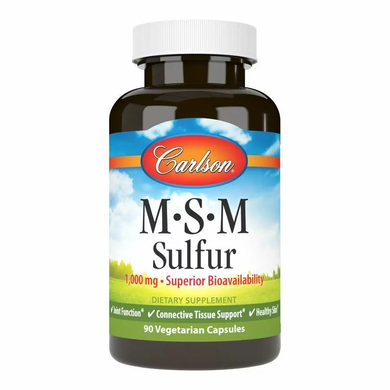 Метилсульфонілметан МСМ, MSM-Sulfur, Carlson Labs, 1000 мг, 90 вегетаріанських капсул - фото