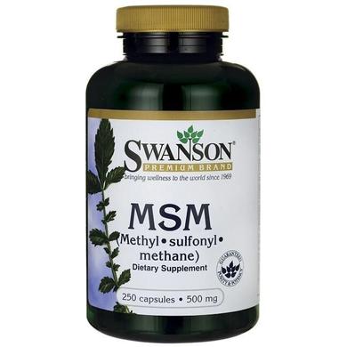 МСМ (метилсульфонілметан), MSM, Swanson, 500 мг, 250 капсул - фото