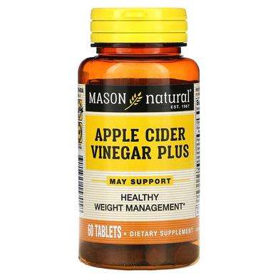 Яблучний оцет +, Apple Cider Vinegar Plus, Mason Natural, 60 таблеток (MAV-15705) - фото
