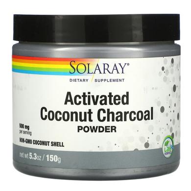 Активоване вугілля, Activated Coconut Charcoal, Solaray, порошок, 500 мг, 75 г - фото