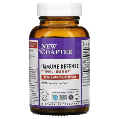 Иммунная защита, витамин C + бузина, Immune Defense, Vitamin C + Elderberry, New Chapter, 30 таблеток - фото