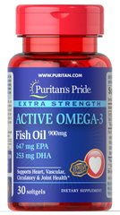 Омега-3 рыбий жир экстра сила, Omega-3 Fish Oil, Puritan's Pride, 30 капсул - фото