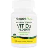 Вітамін D3, Vitamin D3, Nature's Plus, 10 000 МО, 60 капсул, фото