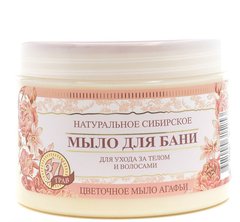 Натуральное сибирское мыло для бани "Цветочное мыло для бани", Бабушка Агафья, 500 мл - фото