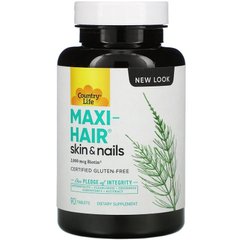 Витамины для волос, Maxi-Hair, Country Life, без глютена, 90 таблеток - фото