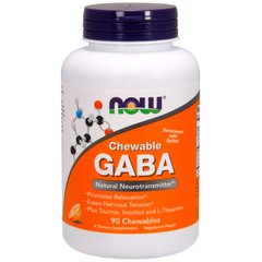 ГАМК, Гамма-аминомасляная кислота, GABA, Now Foods, апельсин, 90 таблеток - фото