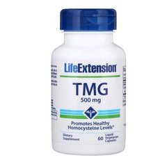 Триметилглицин, TMG, Life Extension, 500 мг, 60 капсул - фото