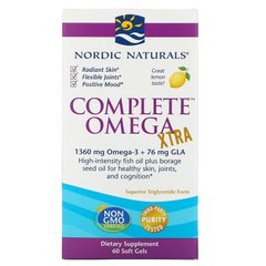 Омега 3 6 9, екстра, Complete Omega Xtra, Nordic Naturals, лимон, 60 капсул - фото