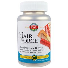 Біотин для волосся, High Potency Biotin, Kal, 60 капсул - фото