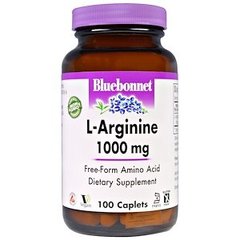 Аргінін, L-Arginine, Bluebonnet Nutrition, 1000 мг, 100 капсул - фото