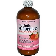 Пробиотики, Probiotic Acidophilus, American Health, клубника, (472 мл) - фото