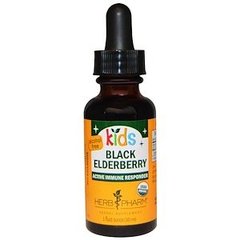 Сироп для детей из черной бузины, без спирта (Black Elderberry), Herb Pharm, 30 мл - фото
