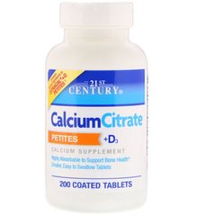 Кальцій Д3, CalciumCitrate + D3, 21st Century, 200 таблеток - фото