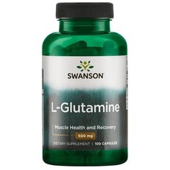 L- глютамин, L-Glutamine, Swanson, 500 мг, 100 капсул - фото