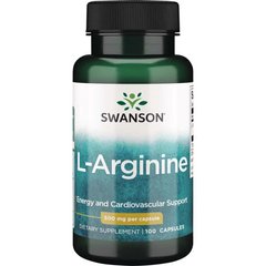 L-Аргинин, L-Arginine, Swanson, 500 мг, 100 капсул - фото