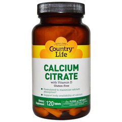 Цитрат кальцію і вітамін Д (Calcium Citrate), Country Life, 120 таблеток - фото