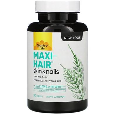 Вітаміни для волосся, Maxi-Hair, Country Life, без глютену, 90 таблеток - фото