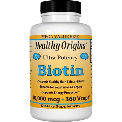 Биотин, Biotin, Healthy Origins, 10,000 мкг, 360 капсул - фото