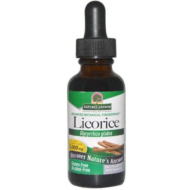 Корень солодки (Licorice), Nature's Answer, без спирта, 2000 мг, 30 мл - фото