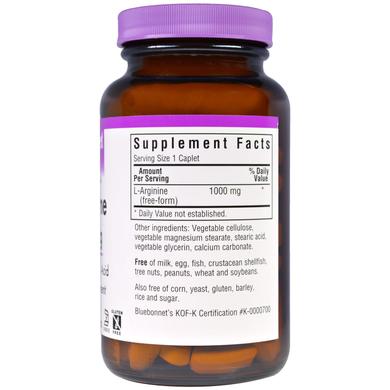 Аргинин, L-Arginine, Bluebonnet Nutrition, 1000 мг, 100 капсул - фото
