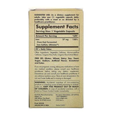 Железо, Earth Source® Food fermented koji IRON, Solgar, 27 мг, 60 растительных капсул - фото