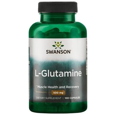 L- глютамін, L-Glutamine, Swanson, 500 мг, 100 капсул - фото