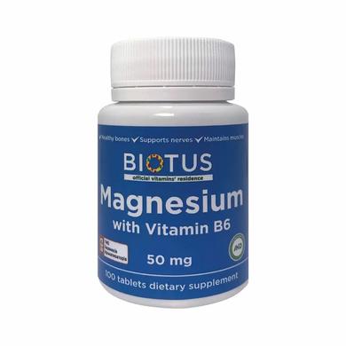 Магний и витамин В6, Magnesium with Vitamin B6, Biotus, 100 таблеток - фото