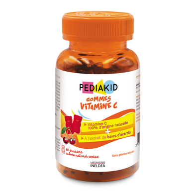 Вітамін С для дітей, жувальний, Radiergummis Vitamin C, Pediakid, 60 жувальних цукерок - фото