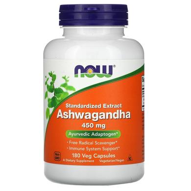 Ашвагандха, Ashwagandha, Now Foods, 450 мг, 180 рослинних капсул - фото