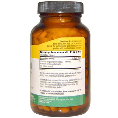 Калий, Potassium, Country Life, 99 мг, 250 таблеток - фото