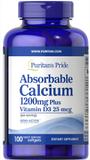 Кальцій та вітамін Д3, Absorbable Calcium with Vitamin D3, Puritan's Pride, 1200 мг/1000 МО, 100 капсул, фото