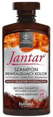 Шампунь для відновлення кольору каштанового та коричневого волосся, Jantar Shampoo, Farmona, 330 мл - фото